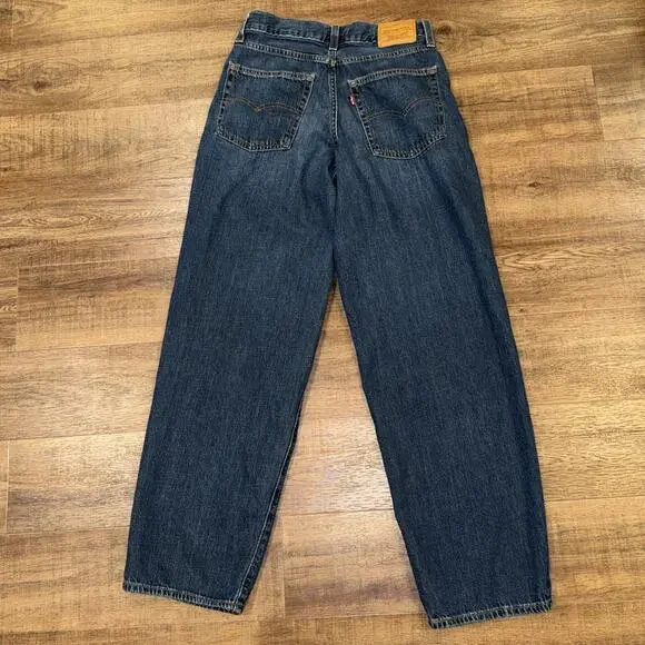 Levi's Premium Baggy Dad Jeans Women's 27 (Fits 28x29) Black Wide Leg Big E - Picture 4 of 11